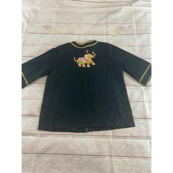 Vintage Bob Mackie Elephant Embroidered Werable Art Button Front Evening Jacket - Picture 10 of 13